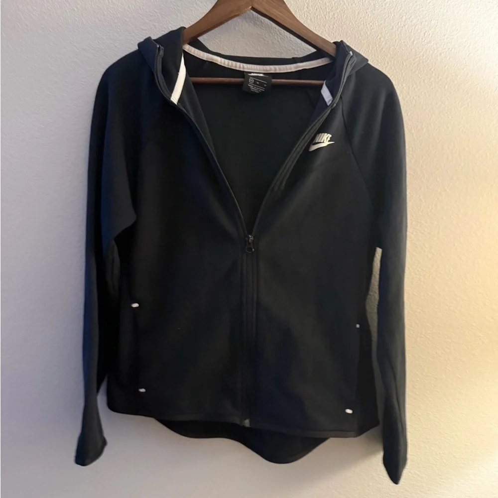Nike Black and White Full-Zip Hoodie